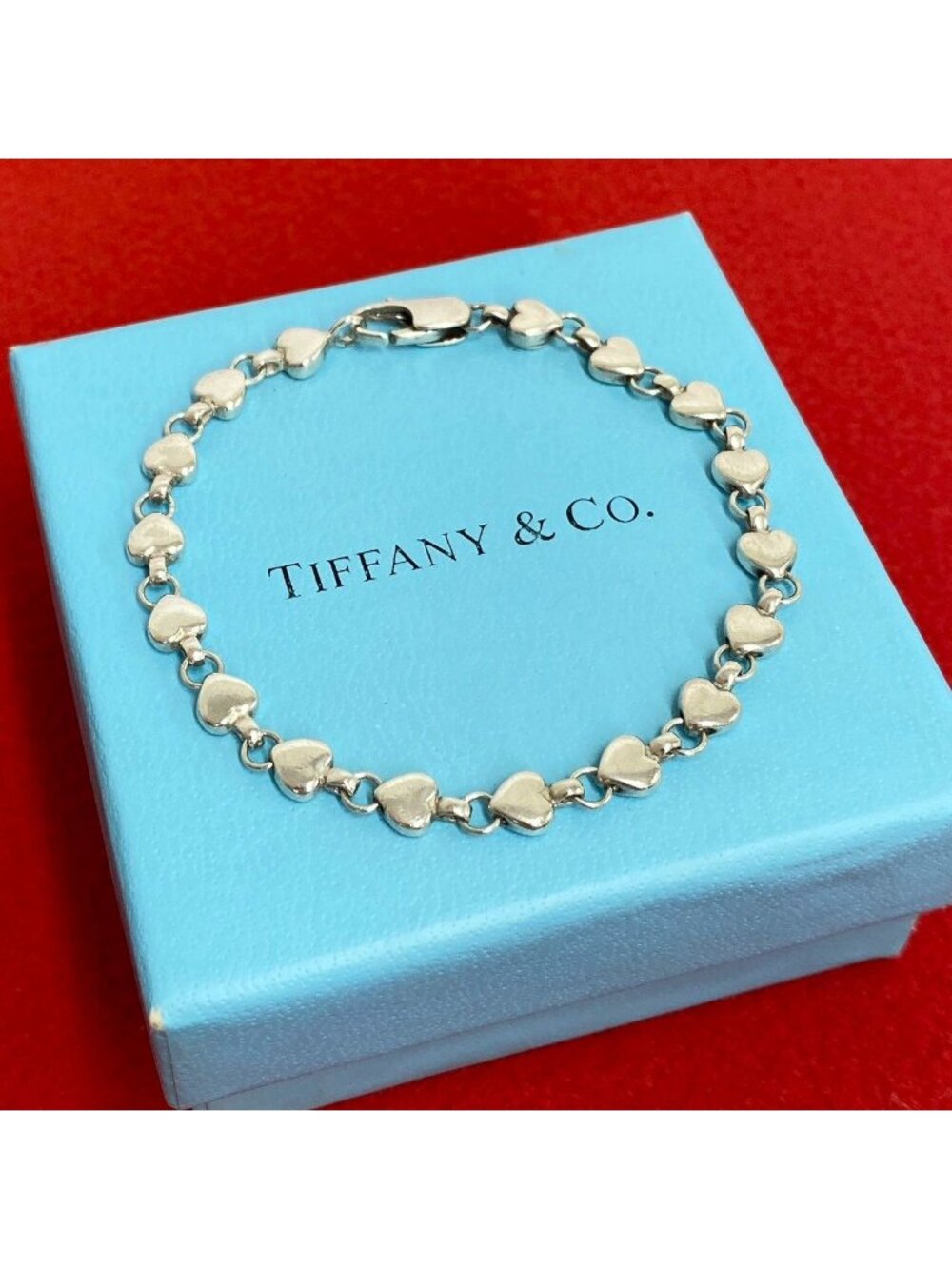 Tiffany & Co Vintage Puff Heart Bracelet 925 Sterling Silver Accessory